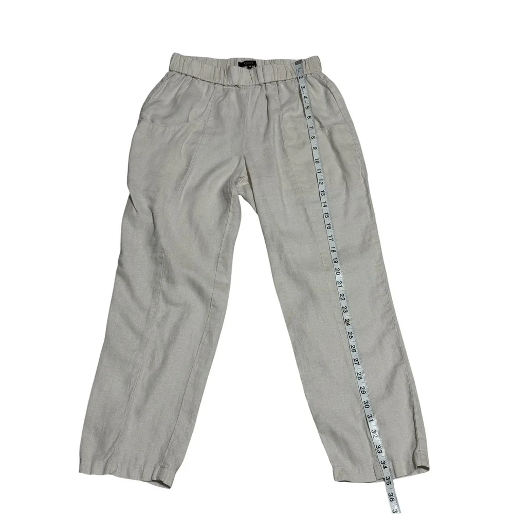 Quince 100% Linen Pants XS Beige Elastic Waist Straight Leg Summer Minimalist